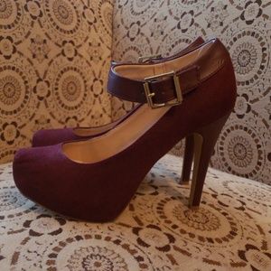 Burgundy Maryjane Platform Heels
